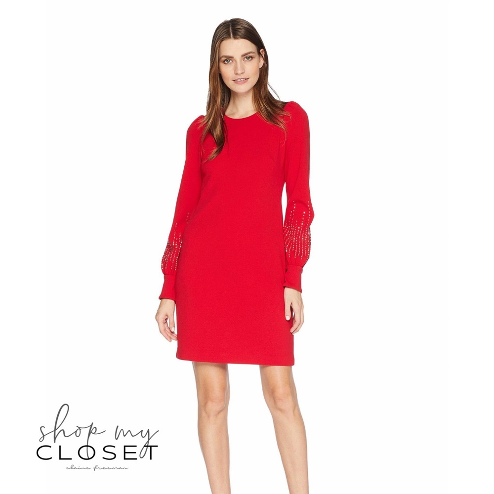 CALVIN KLEIN NWT Embellished Bubble Sleeve Sheath